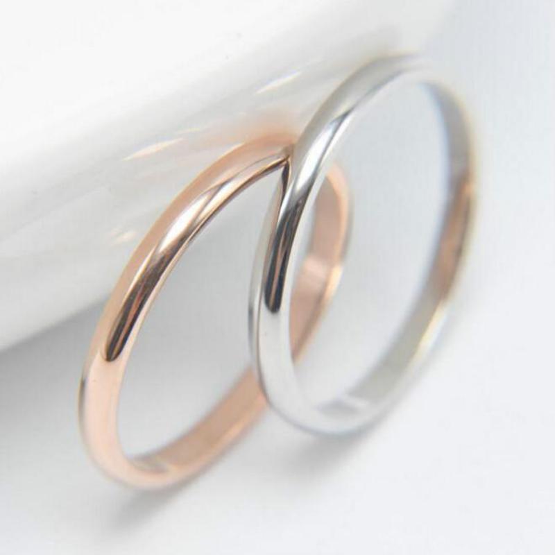 Fine blanke titan stål enkel ring bryllup smykker runde Valentinsdag elsker gave