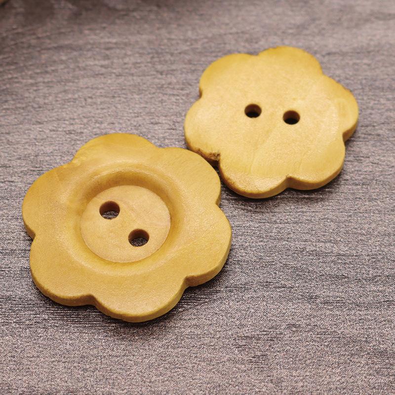 50Pcs DIY Wood Buttons Sewing Accessories Handmade Wood Crafts Clothing Sweater Decoration 2 Holes Wooden Vintage Button