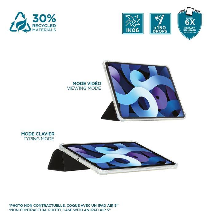 Coque pour iPad Pro 11'' 2024 M4, Protection Antichoc avec Coins Renforcés &amp; Porte-Stylet, Noir/Transparent