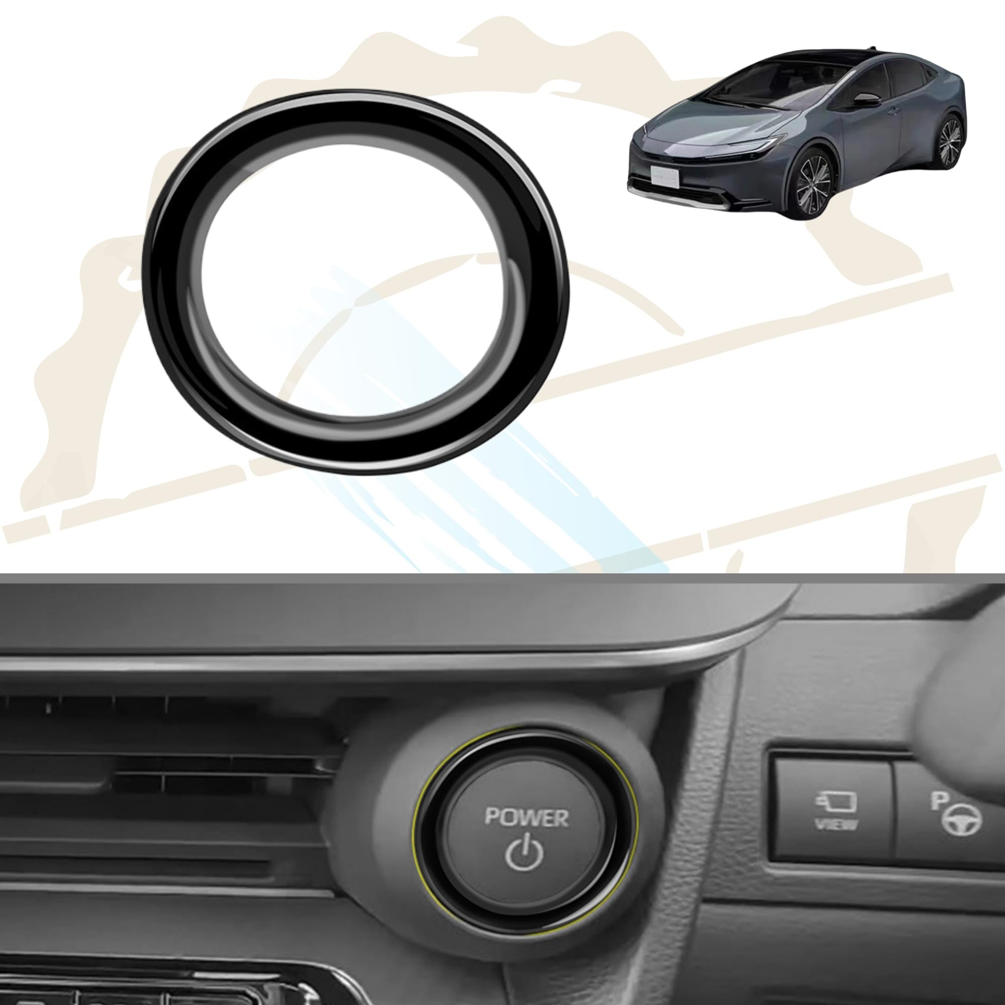 

DodoxDIY Compatible New Prius 60 Series Accessories Engine Starter Ring Cover Garnish ZVW60 ZVW65 ABS чорний
