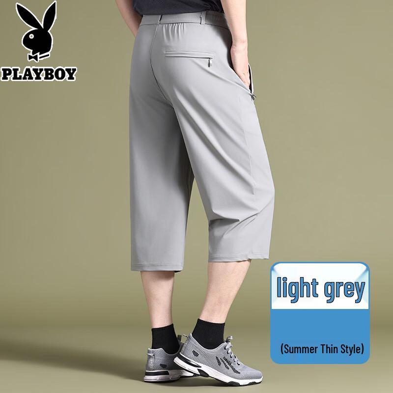 PLAYBOY Men s Summer Ice Silk Elastic Waist Capris XL