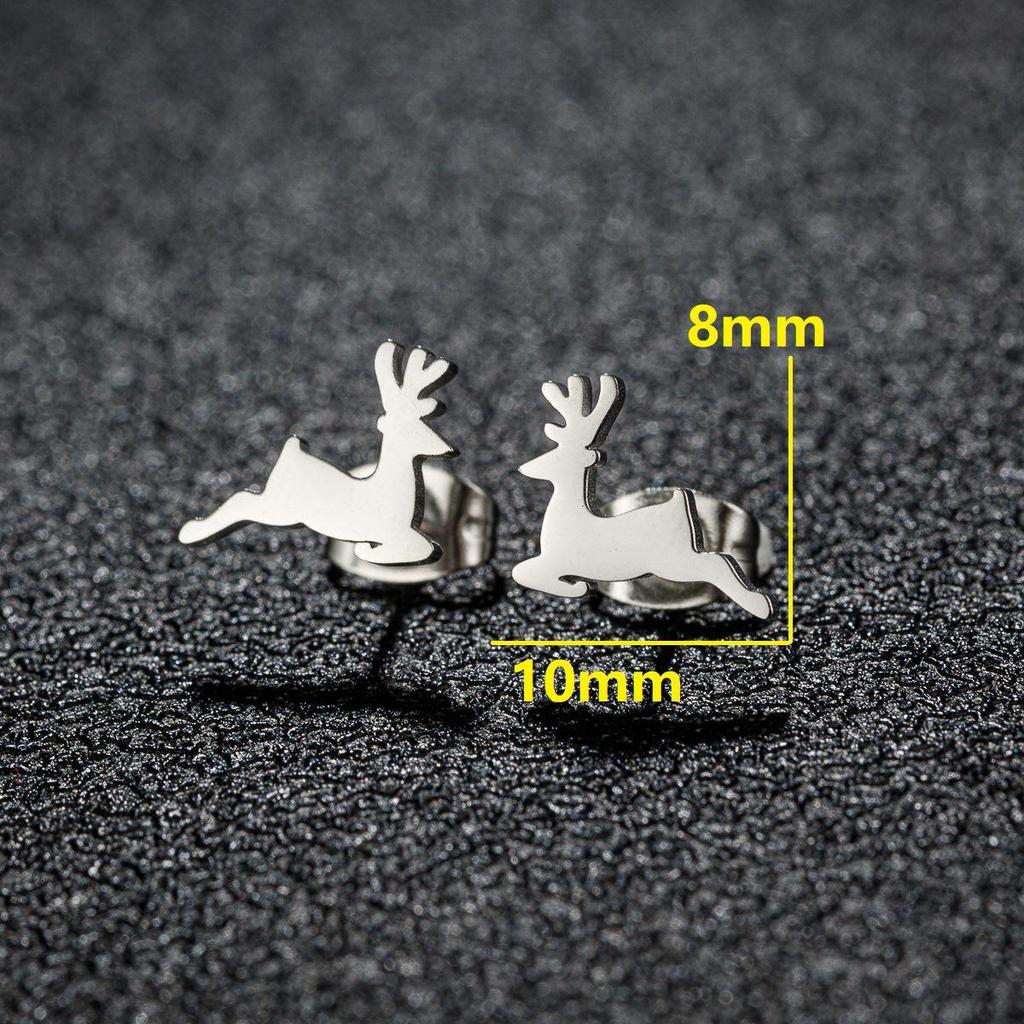 Niszowe Kolczyki Sztyfty ze Stali Nierdzewnej dla Kobiet – Design Żurawia Origami i Renifera, Kolekcja Mody 2025