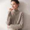 Women's Wave Jacquard Thickened Cashmere Sweater, Solid Color Half-High Neck Knit Top for Autumn/Winter 