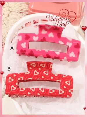 Valentine's Day Red Heart Hair Claw Clips Acetate Hair Clips for Women and Girls Pink Hair Claw Clips Red Hair Clips Strong Hold