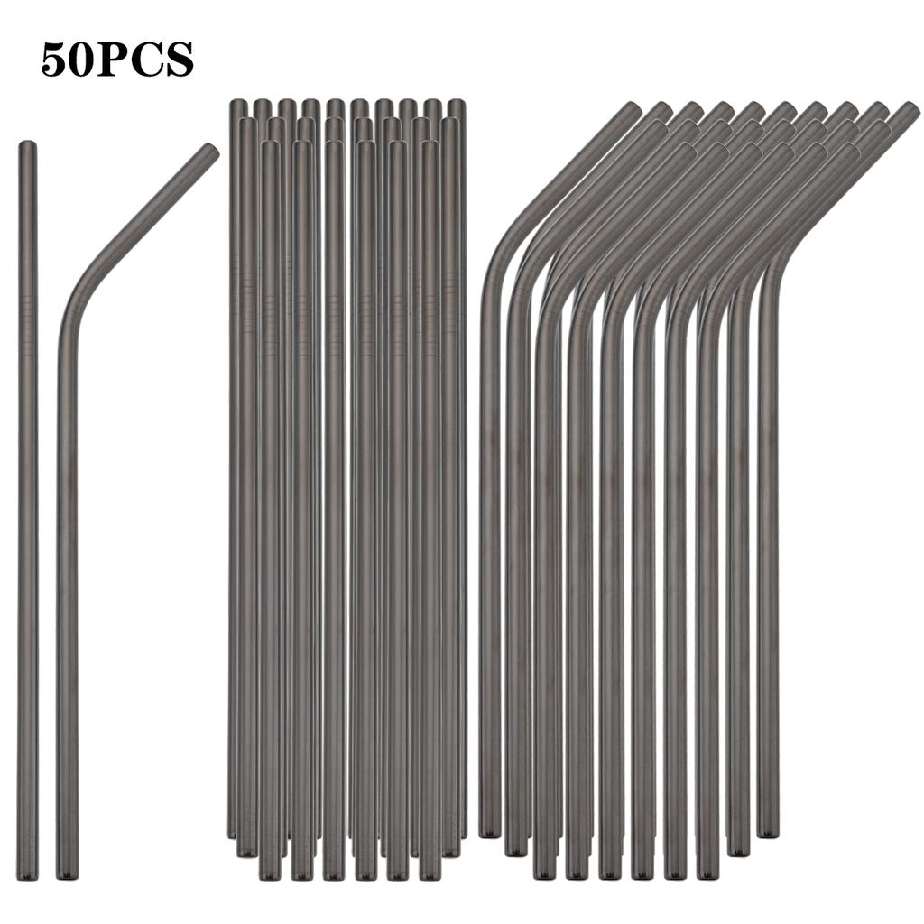 50pcs Rose Gold Drinking Straw Set 304 Stainless Steel Straws Milk Shake Fruit Juice Tea Cocktail Straw Kitchen Bar Accessories
