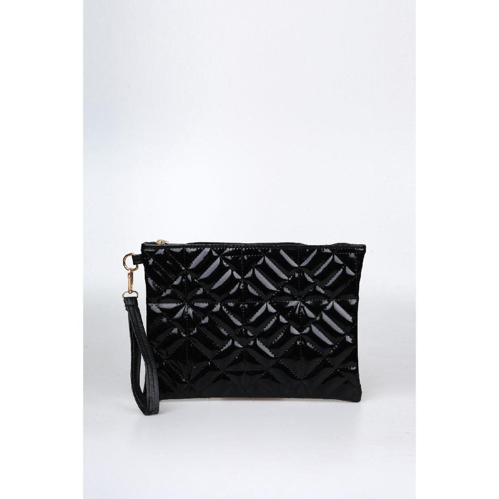Black Patterned Portfolio Clutch Bag 25x19 Cm