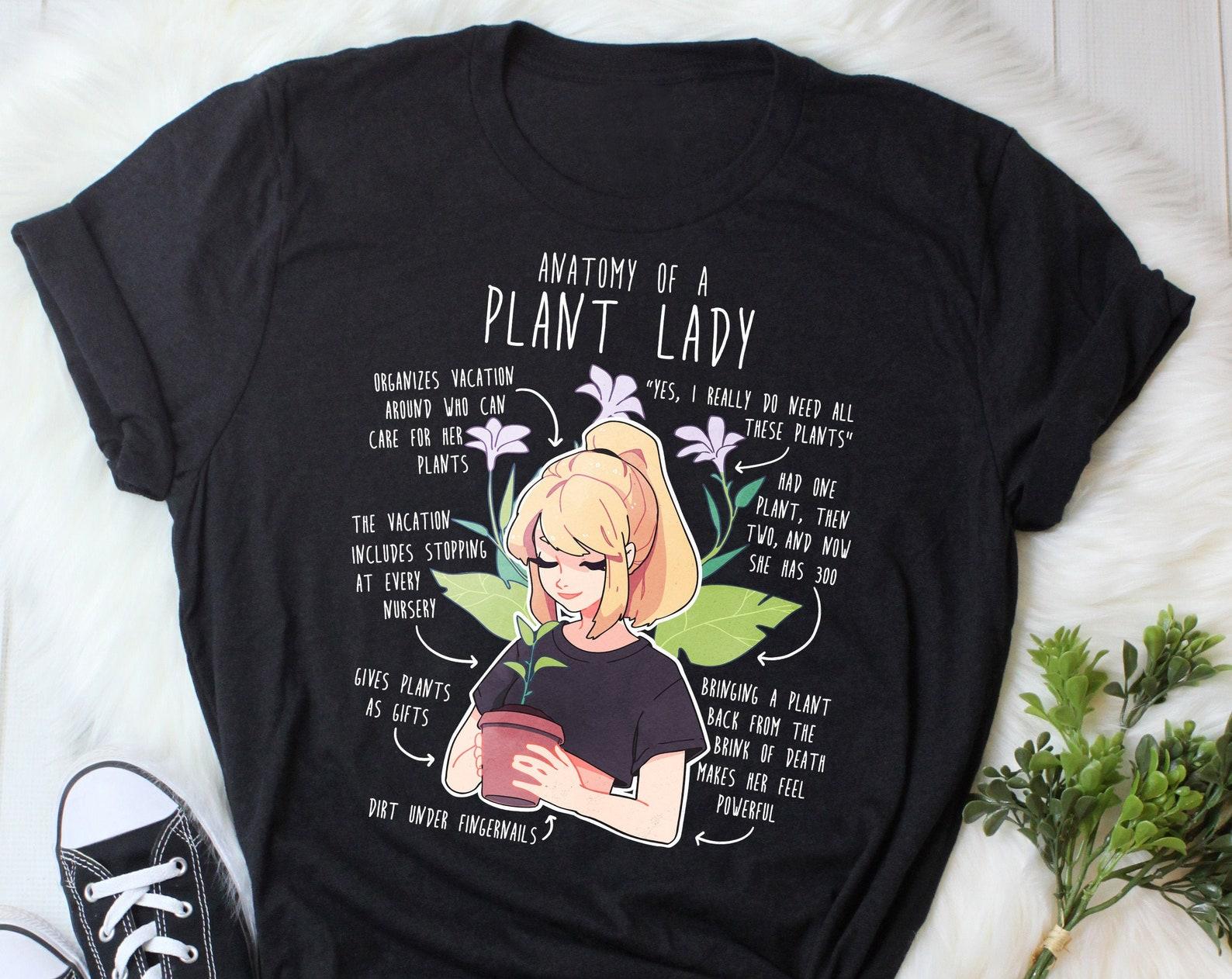 Funny Plant Lady Shirt, , Plant Lover Gift, Cute Gardener Gardening T-shirt, Cactus Tee, Indoor House Plant, Houseplant Mom, Anatomy 130