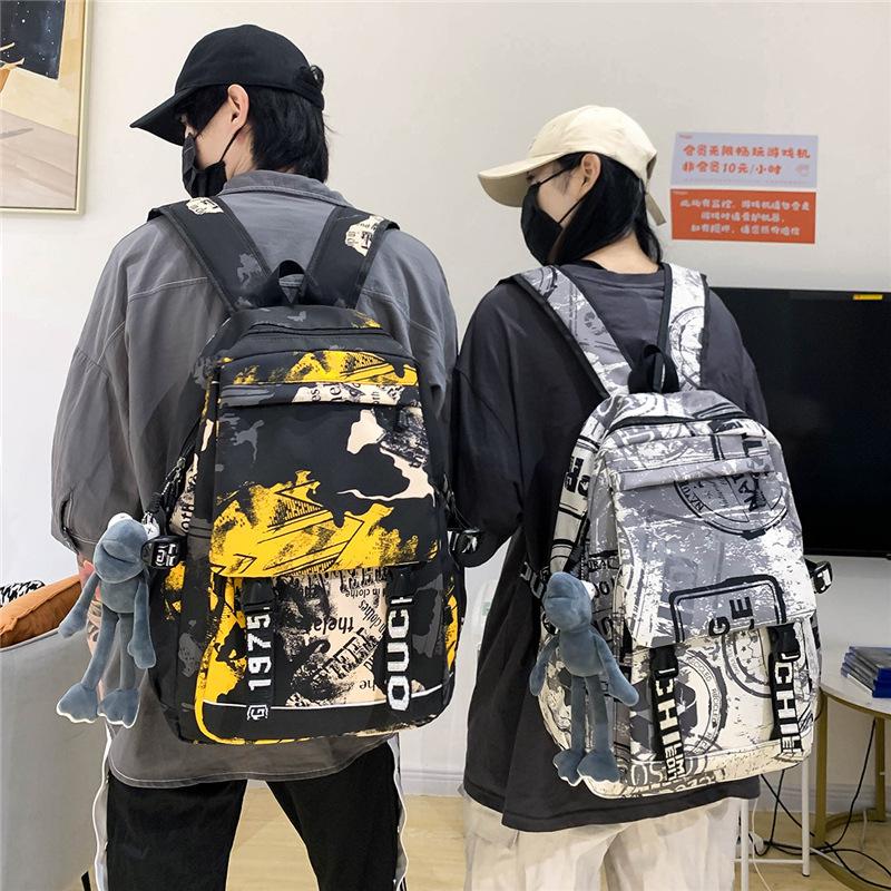 Mode Automne Cartable Personnalité Féminine Camouflage Graffiti Couple Sac à Dos Grande Capacité Sac à Dos Étudiant Masculin