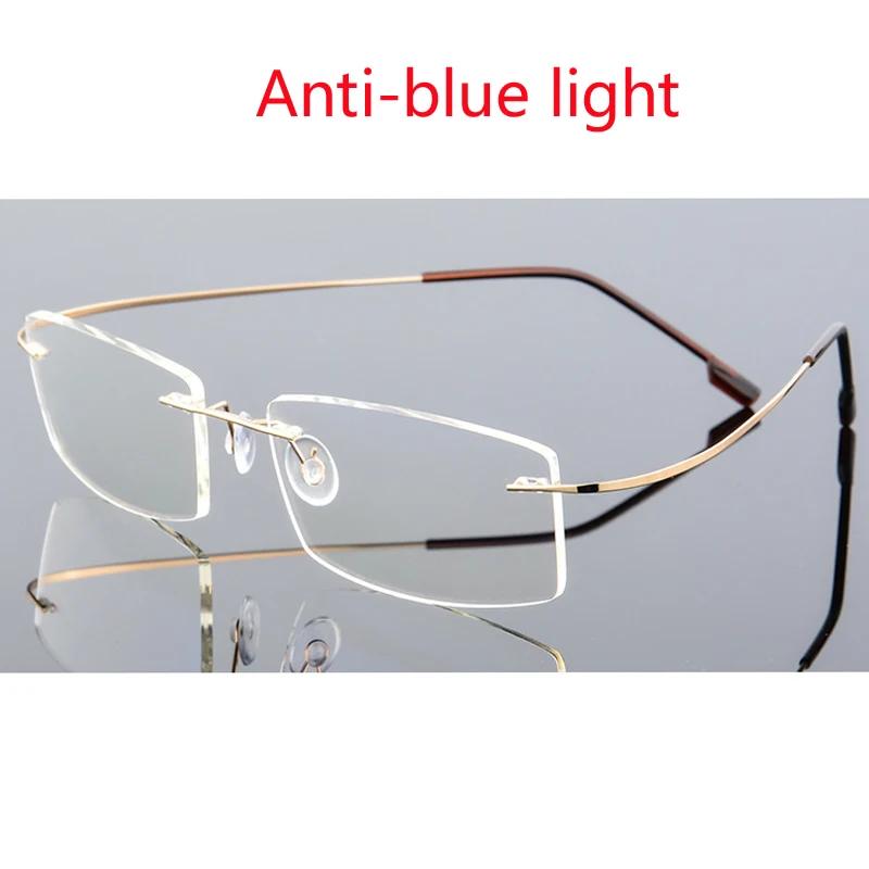 Customize Coating Frameless Myopia Glasses Anti Blue Light Prescription Computer Eyeglasses 0 -0.5 -1 -1.5 -2 -2.5 -3 -4 -5 -6