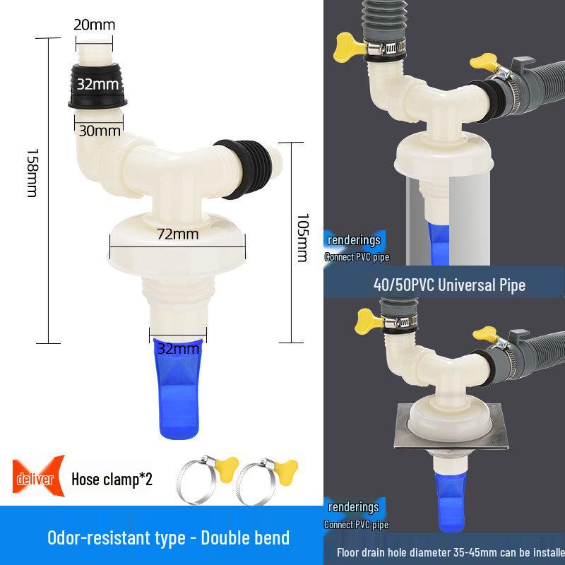 Odor-Proof Y-Shaped Drain Connector for Washing Machine and Basin