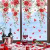 Valentines Day Rose Vine Butterfly Heart Balloon Wall Stickers PVC Self Adhesive Removable Party Wedding Home Decorative Decals