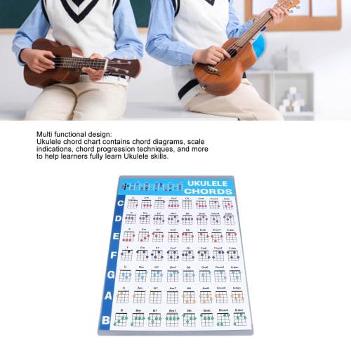 Ukulele Chord Chart, Ukulele Fingering Chart Poster, Beginner's Ukulele Education Reference Guide (Small Size)