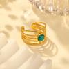 Multi-layer Turquoise Opening Ring for Women,Gold Color Stainless Steel Geometric Natural Stone Rings,Charm Accessories Jewelry