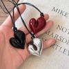 New Goth Irregular Heart Pendant Choker Necklace for Women Elegant Adjustable Black Leather Rope Necklace Jewelry Gifts