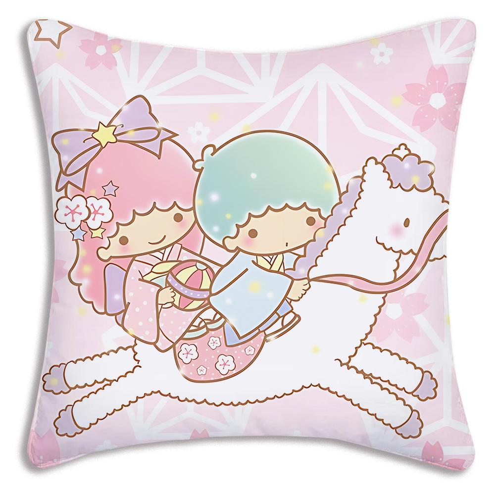 Littletwinstars Sanrios Pillow Covers Cartoon Sofa Decorative Home Double-Sided Printing Short Plush Cute Cushion Cover