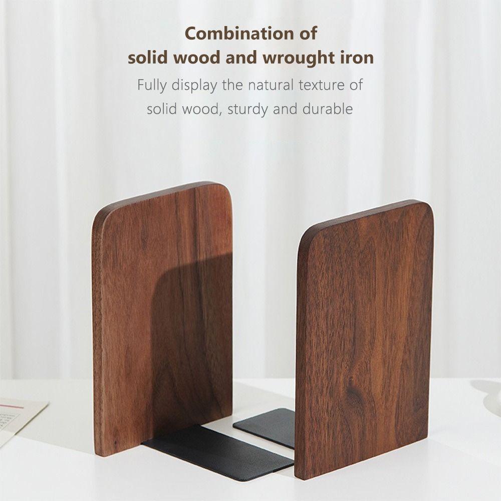 Nature Wooden Bookends Non-slip Desktop Bookshelf New Book Display Holder  School Office