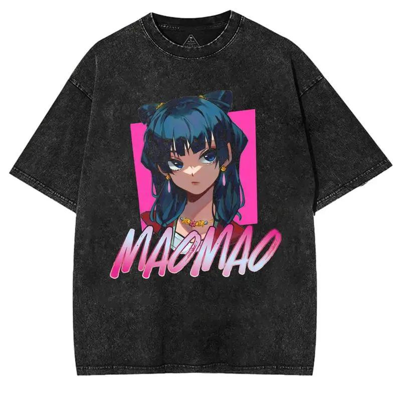 

The Apothecary Diaries MaoMao Printed Tee Men Women Retro Washed T-shirts Cotton T Shirt Oversized Clothing Harajuku Male Tshirt XXL чёрный