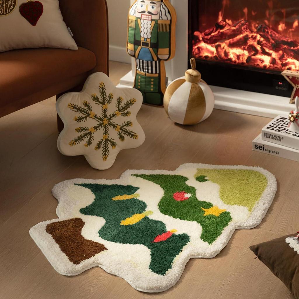 Imitation Cashmere Flocking Floor Mats: Christmas Tree, Bathroom, Door, and Holiday Décor