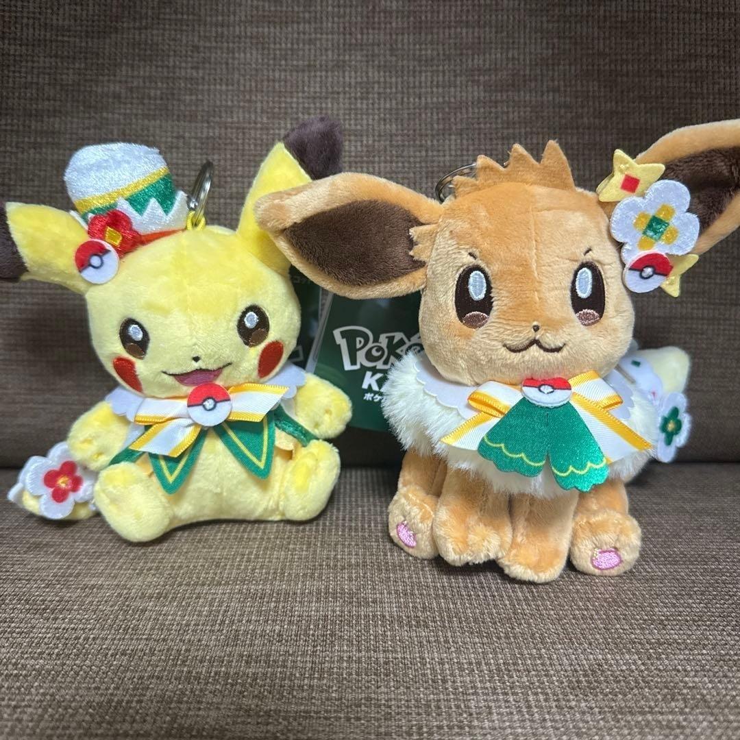 Pokepark kanto 2026 Pikachu Eevee Plush Mascot 2 set Poke park Japan