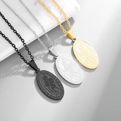 European and American Retro Portrait Cross Stainless Steel Necklace Titanium Steel Men and Women