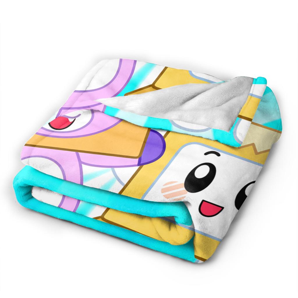 Couverture d'avion Foxy Boxy et Rocky Lankybox Super Chaude, Couverture de Voyage en Peluche, Couvre-lit en Flanelle, Housse de Lit