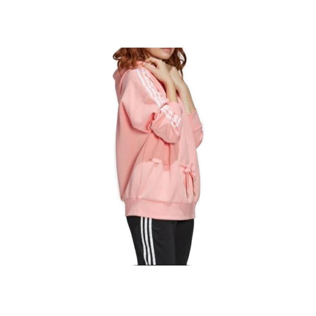 Adidas Originals Serie Quadrifoglio Disegno con Coulisse Ricamato Cuore Felpa con Cappuccio a Righe College Donna Felpa Rosa GK7175