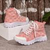 Large size printed high-top casual single shoes autumn and winter new cross-strap platform versatile women's shoes