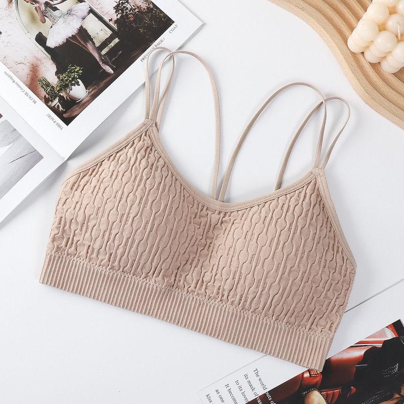 Plus Size Red Spaghetti Strap Backless Bra for Women Non-magnetic Student Sports Cami Bustier Push-Up