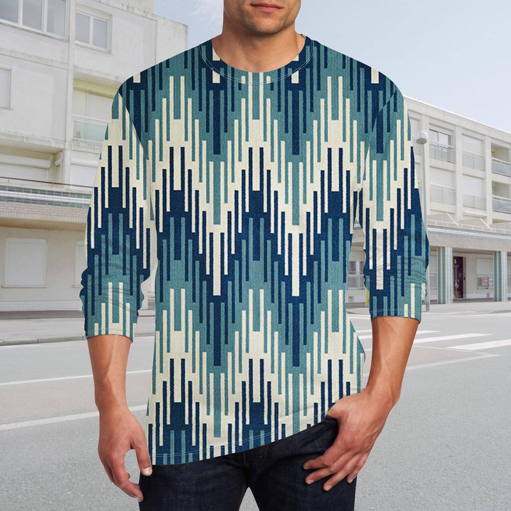 Herren T-Shirt O-Ausschnitt Kleidung Bekleidung Outdoor Langarm Print Mode Designer Vintage