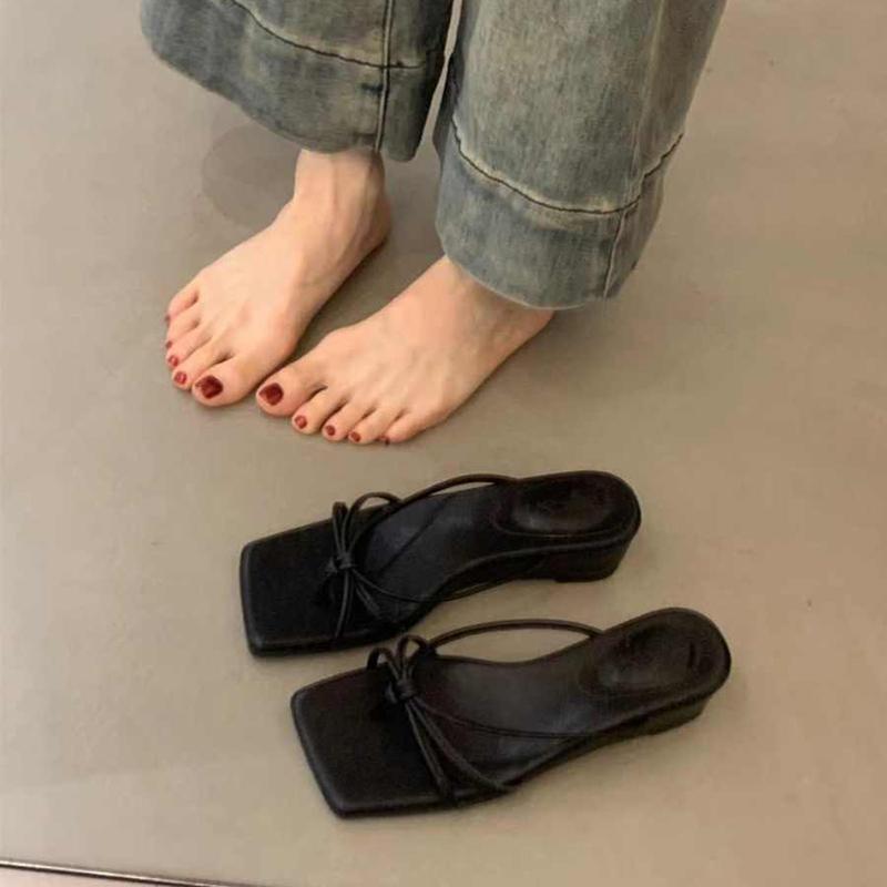 Fashion Summer Clip Toe Narrow Band Women Slippers Fashion Wedges Heel Slide Ladies Casual Gladiator Beach Flip Flop