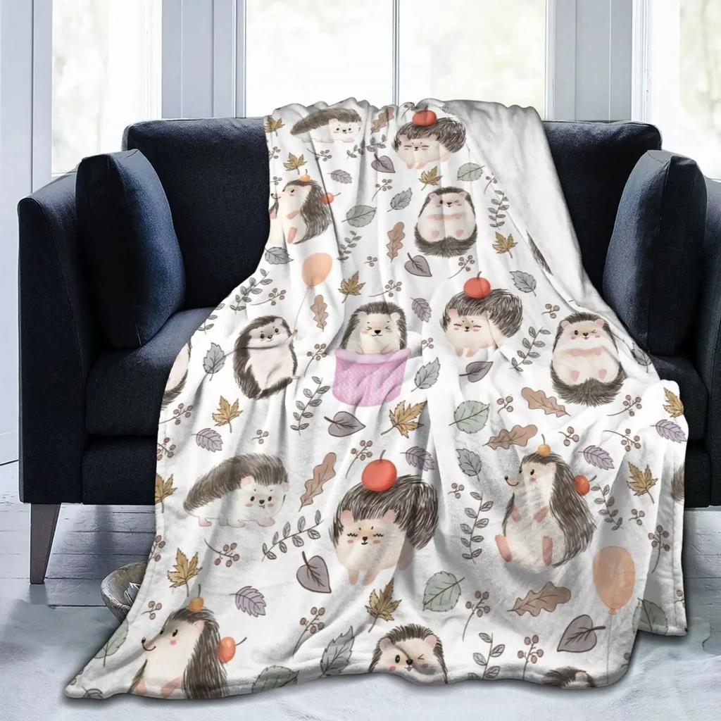 Hedgehog Blanket, Soft Flannel Throw Blanket with Super Cute Hedgehog Gifts for Girl Women Hedgehog Lovers Blanket for Couch Bed