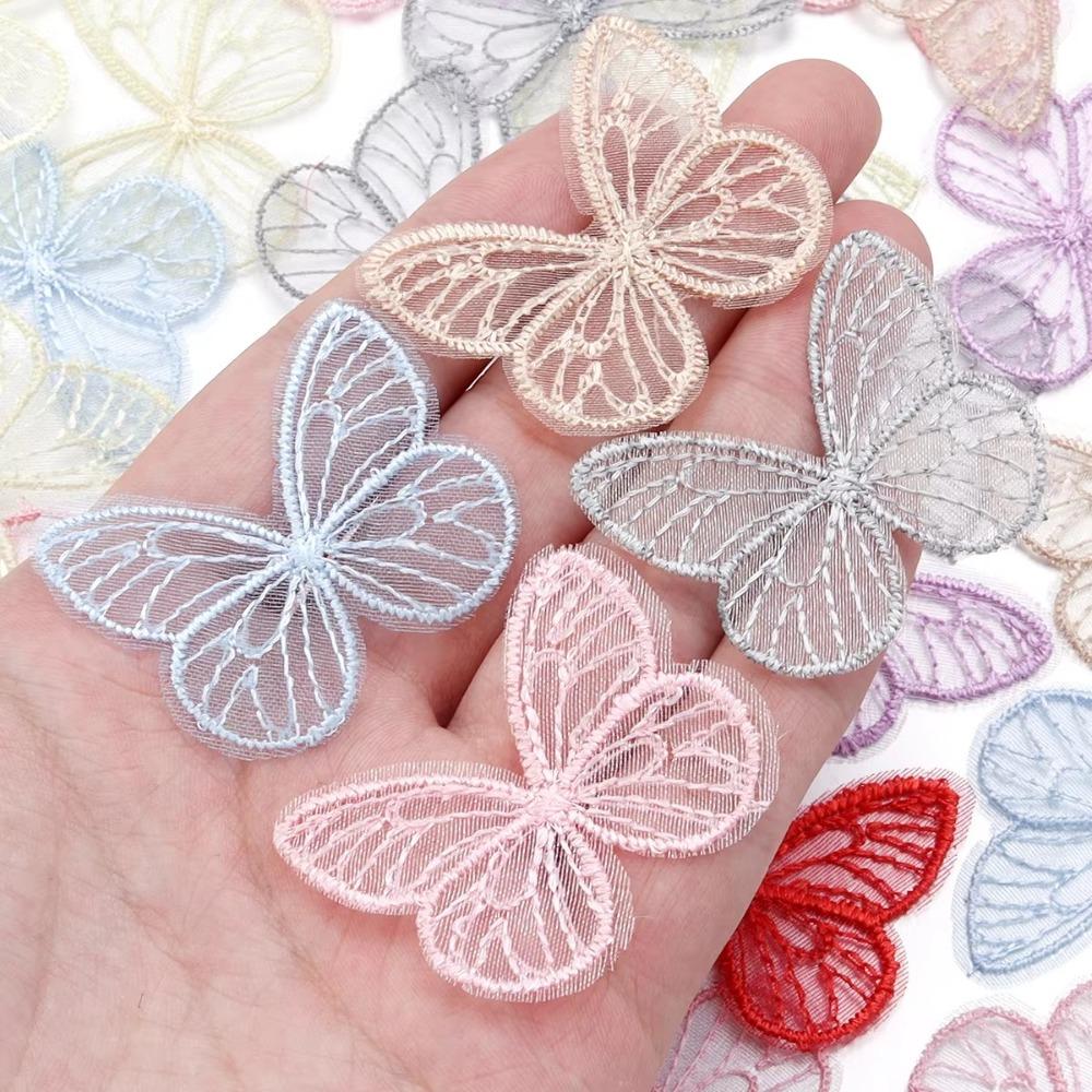 100pcs Dreamy Embroidery Lace Butterfly Appliques  Hair Clip Accessories