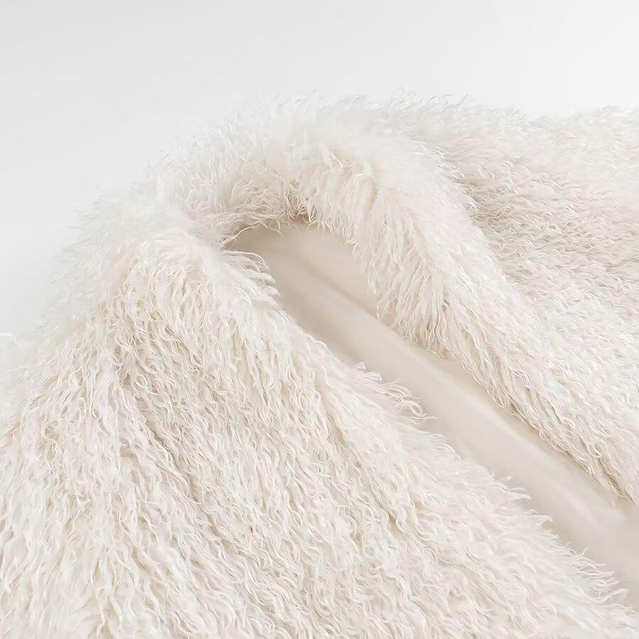 2024 Autumn/Winter Women's European & American Casual Furry Solid Color Coat 2338