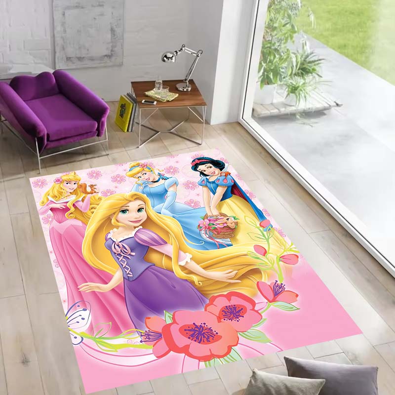 Multiple styles of Disney princess-themed rugs: Dreamy party rugs, large-area non-slip, washable mats, suitable for playrooms,