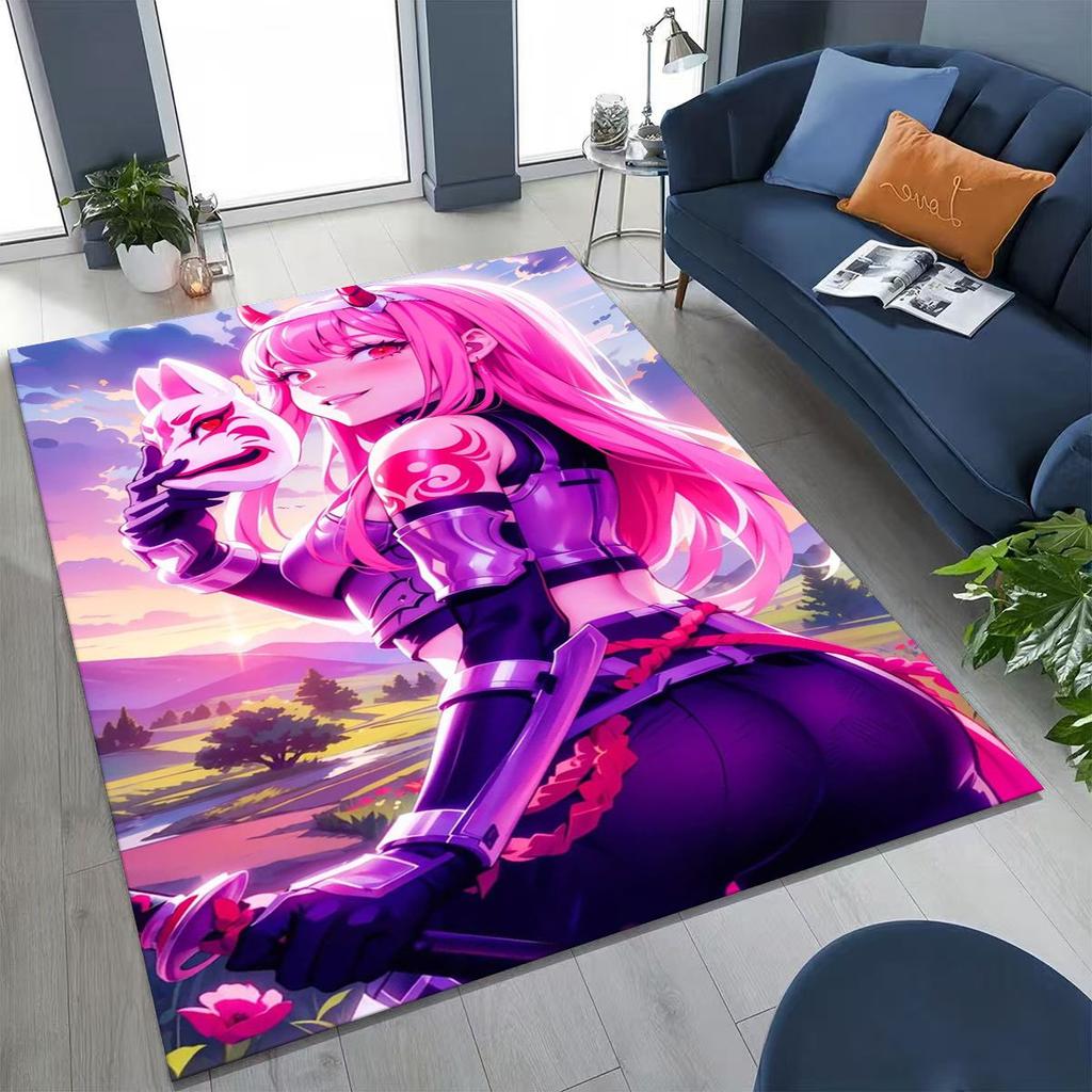002 Zero Two DARLING in FRANXX Sexy Girl Cartoon Carpet Rug for Bedroom Living Room Sofa Home Doormat Decor,Non-slip Floor Mat