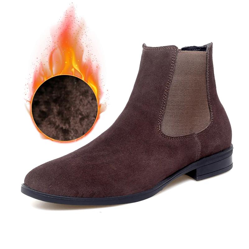 Fashion Men's Chelsea Designer Boots Fashion Solid Color Leather Men Dress Shoes British Style Comfortable Winter Business Men Boots