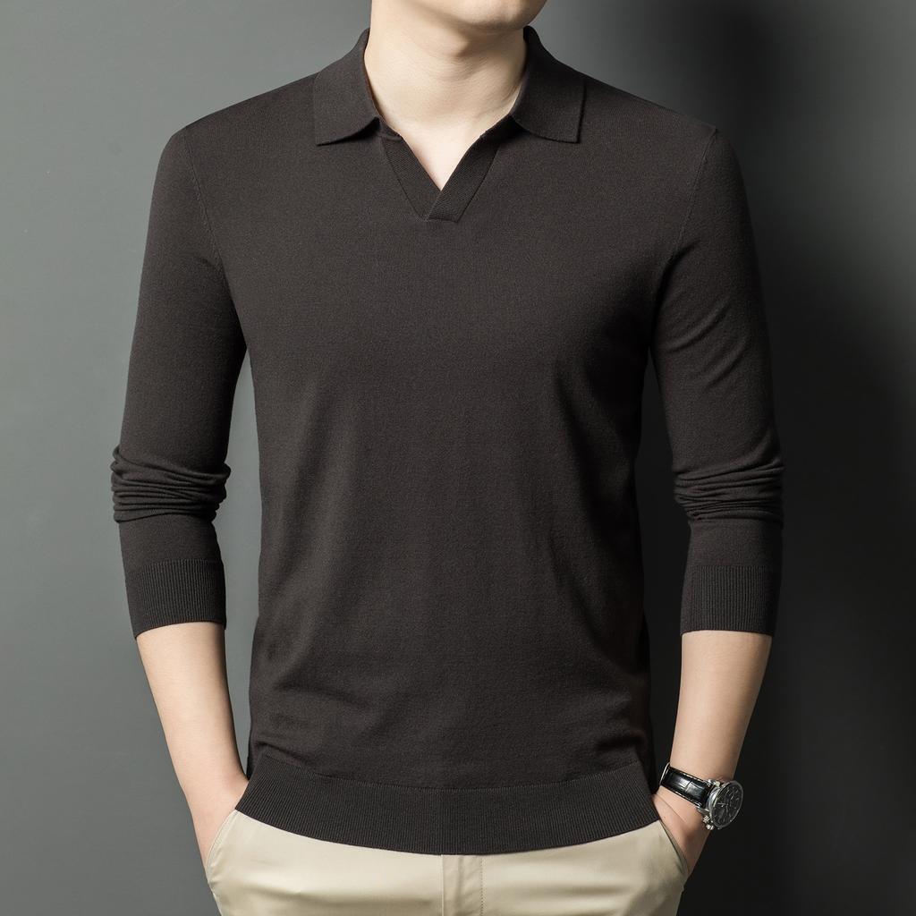 Spring and Autumn Men's Knitted Sweater Men's High-end Fashion Lapel Casual Men's Sweater
