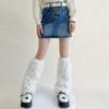 Gothic 80s Party Dance Legwarmers Autumn Winter Plush-Leg Warmers Lolita-Socks Furry Long Boot Socks Gift for Women Girl