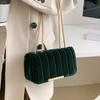 Stylish Velvet Women Crossbody Shoulder Bag Plaid Pattern Synthetic Faux Leather Lining Elegant Chain Strap Perfect for Various