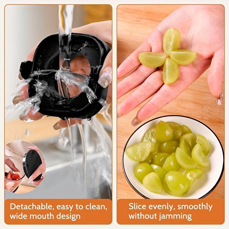 Stainless Steel Manual Fruit Slicer with Detachable Stainless Steel Blades , Ideal for Strawberries, Grapes, Tomatoes, Onions, Mushrooms, and More