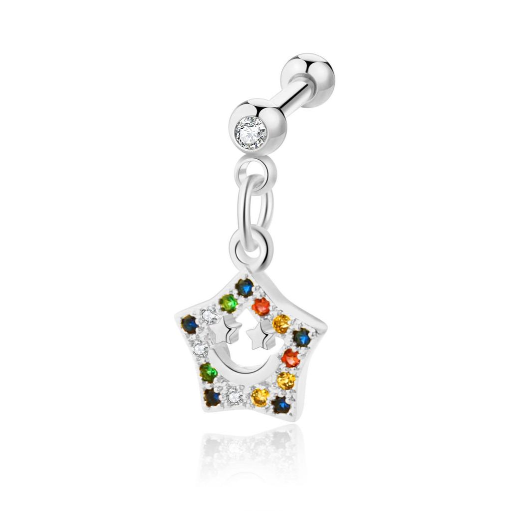 Zircon Stainless Steel Cartilage Stud Earrings - European & American Style