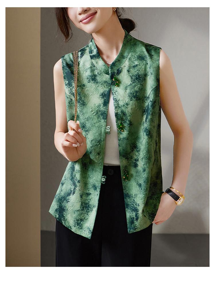 New Chinese Style Printed Vest Jacket for Women