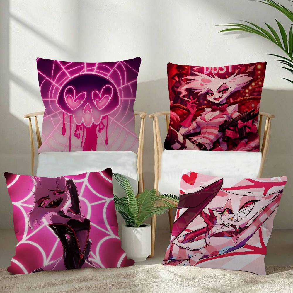 Anime Hhazbin Hhotel Angel Pillow Covers Cartoon Sofa Decorative Home Doublesided Printing Short Plush Cute Cushion Cover