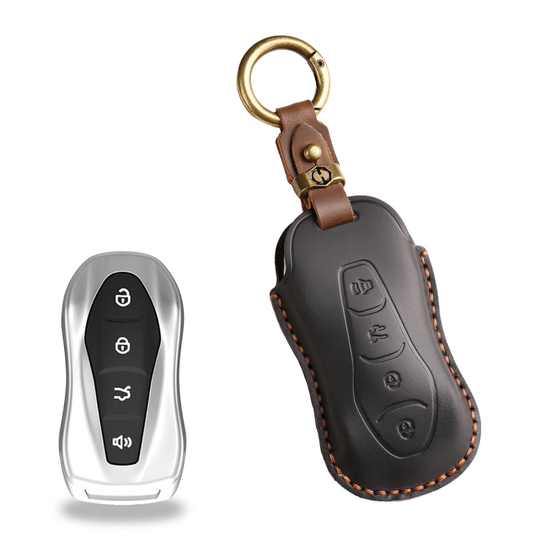 

Ретро чехол для ключа подходит для Geely Xingyue Car Boyue Pro, пряжка-ракушка, ручная работа, кожаная сумка для защиты ключа чёрный