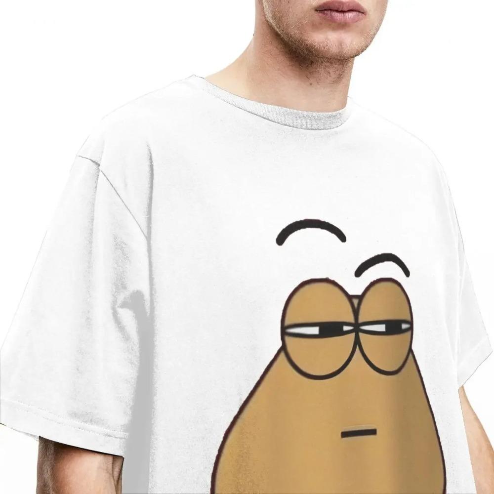 Confused Pou My Pet Alien Men Women T Shirt Anime Game The Maw Merchandise Vintage Tees T-Shirt Cotton Plus Size Clothing
