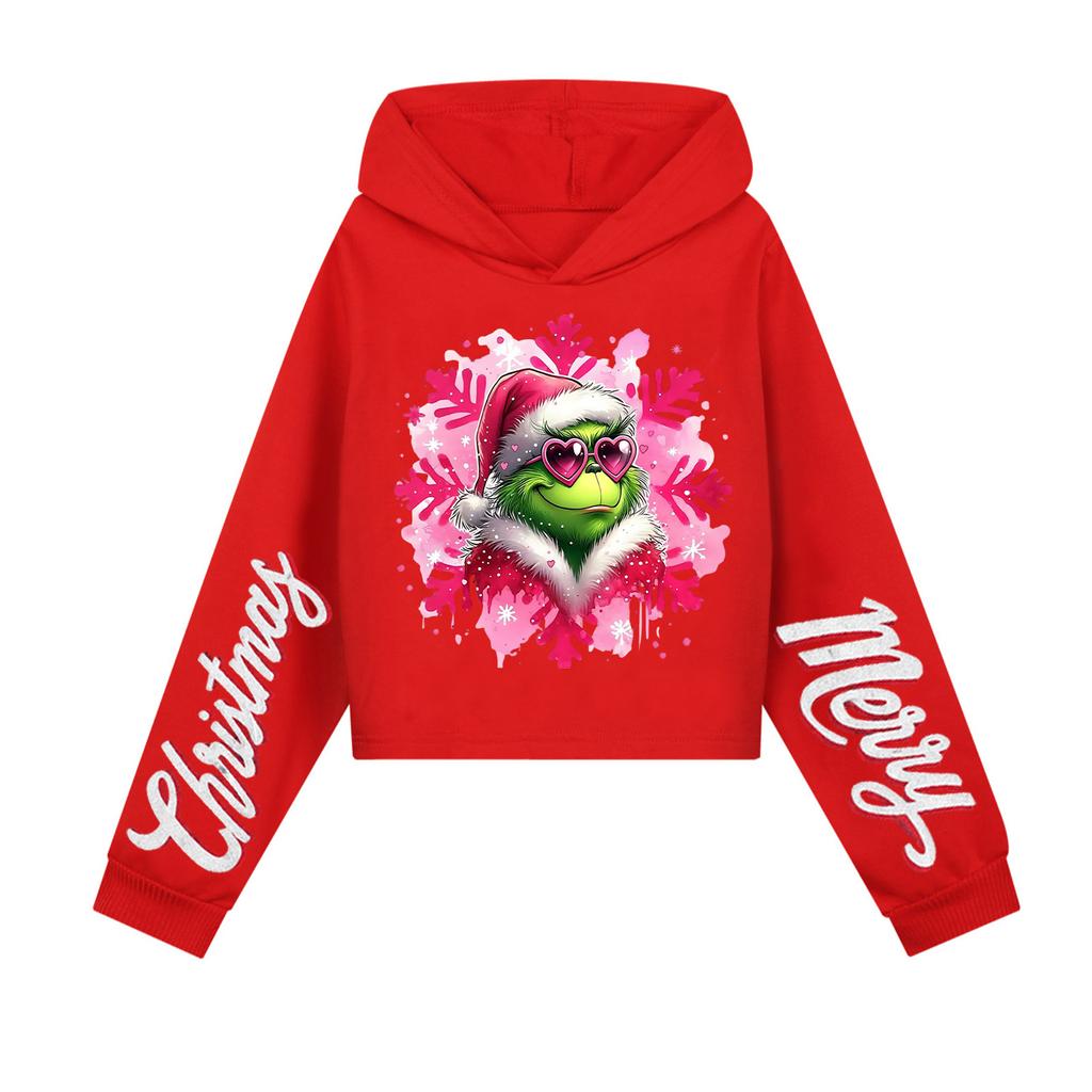 Kids' Casual Fashion Christmas Printed Long Sleeve Hooded Sweatshirt (No Drawstring)