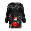 Women's Loose Comfortable Casual Fashion V-Neck Christmas Print 3/4 Sleeve Top