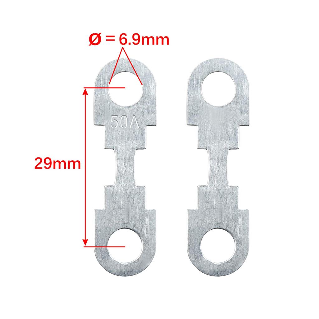 uxcell Flat Fuse Strip, 50A Flat Fuse Strip, Metal, Silver-Tone, For Cars, DC, 32V, Universal, 4 Pack