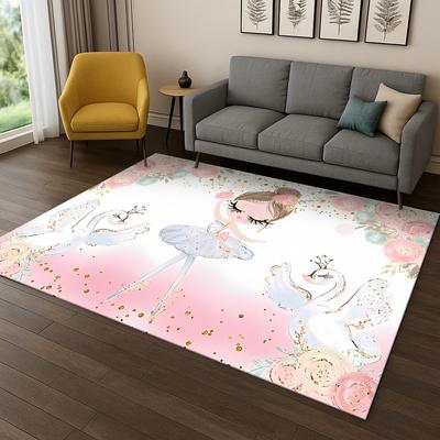Ballet Girl Ballerina Fairy Cute Carpet Rug for Home Bedroom Living Room Sofa Doormat Decor,Kid Area Rug Game Non-slip Floor Mat