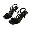 Plus-size High-heeled Sandals Women's Shoes with Elastic Bands and Thin Heels Flip-flops